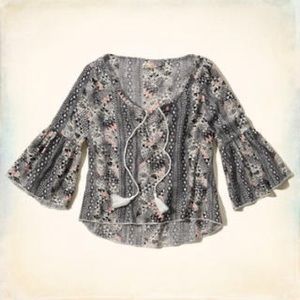 Hollister Boho Bell Sleeve Crop Top
